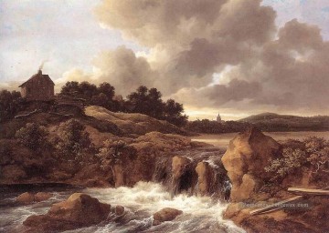 Paysage avec cascade Jacob Isaakszoon van Ruisdael Peinture à l'huile